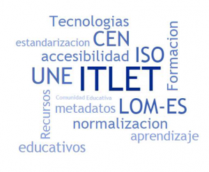 Nube de tags de tecnologías, accesibilidad, itlet... Tecnologías, estandarización, aprendizame, itlet, formación