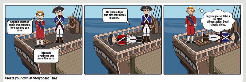 Fig 7. Los peligros de la navegación en un cómic de un alumno de 2º ESO