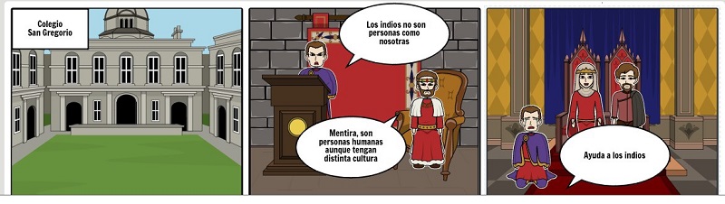 Fig 8. El debate de Valladolid (1550-1551) en un cómic de una alumno de 2º ESO