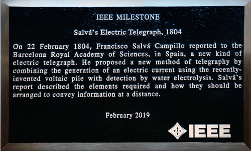 El IEEE reconoce al español Francesc Salvà i Campillo el descubrimiento del telégrafo eléctrico