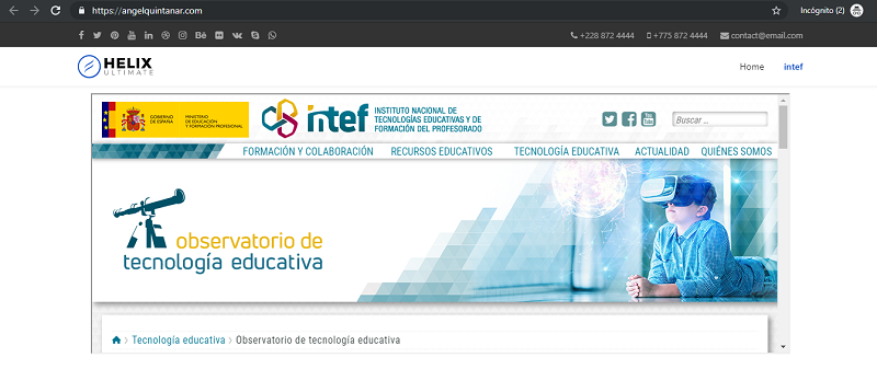 Imagen 6. Web del INTEF dentro el marco del FrontEnd de Joomla