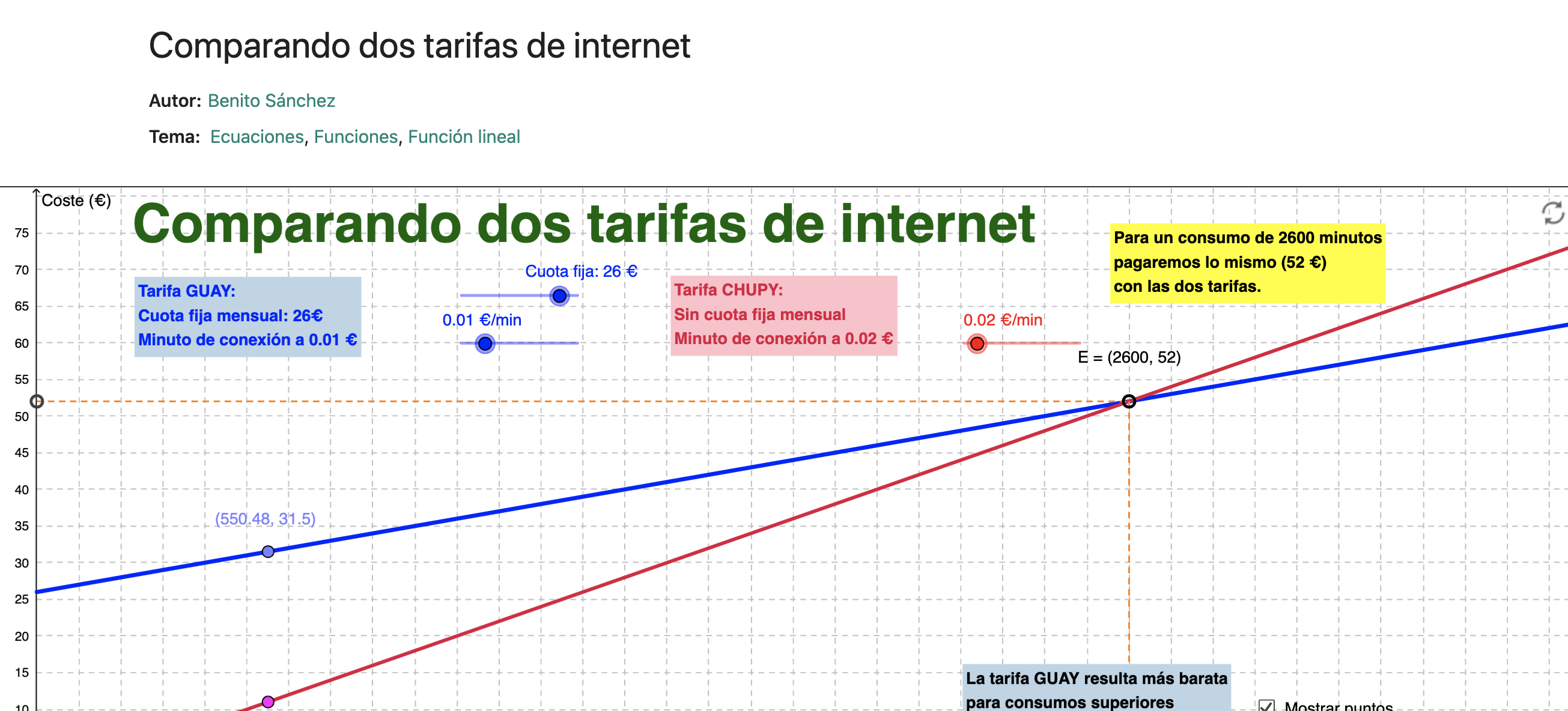 Imagen de Comparando dos tarifas de internet