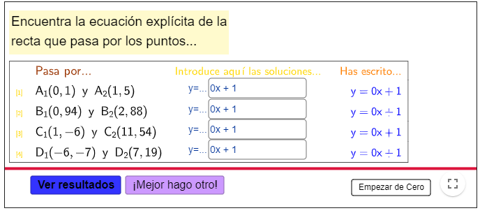 Imagen de Ecuación explícita conocidos dos puntos