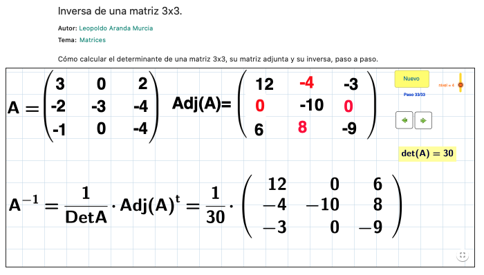 Imagen de Inversa de una matriz 3×3