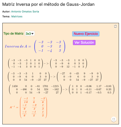 Imagen de Matriz inversa por el método de Gauss-Jordan