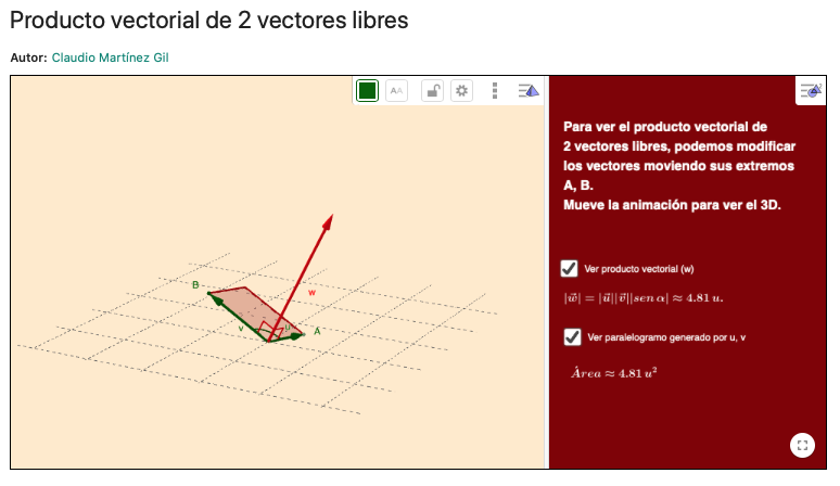 Imagen de Producto vectorial de dos vectores libres