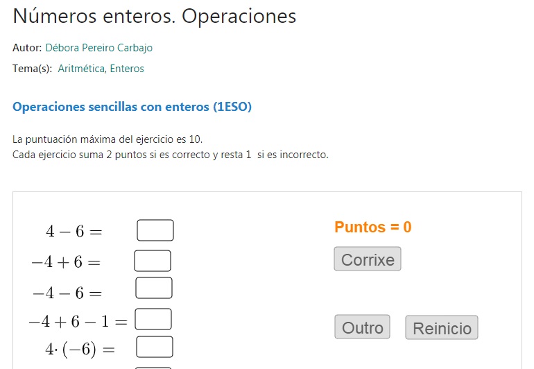 Imagen de Operaciones con números enteros