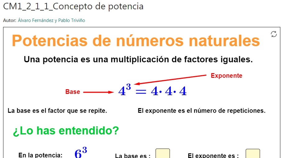 Imagen de Potencias de exponente natural. Concepto