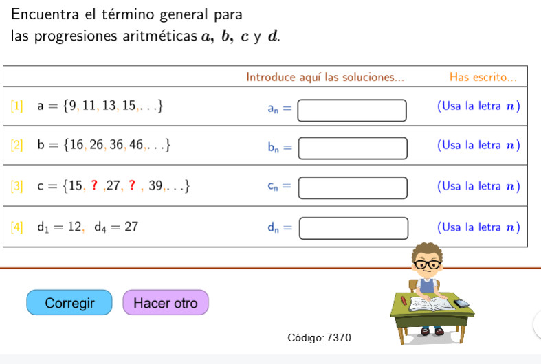 Imagen de Progresiones aritméticas con términos que faltan. Término general