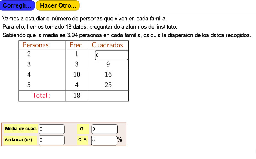 Imagen de Dispersión. Variables Discretas (mediante sumas de cuadrados)