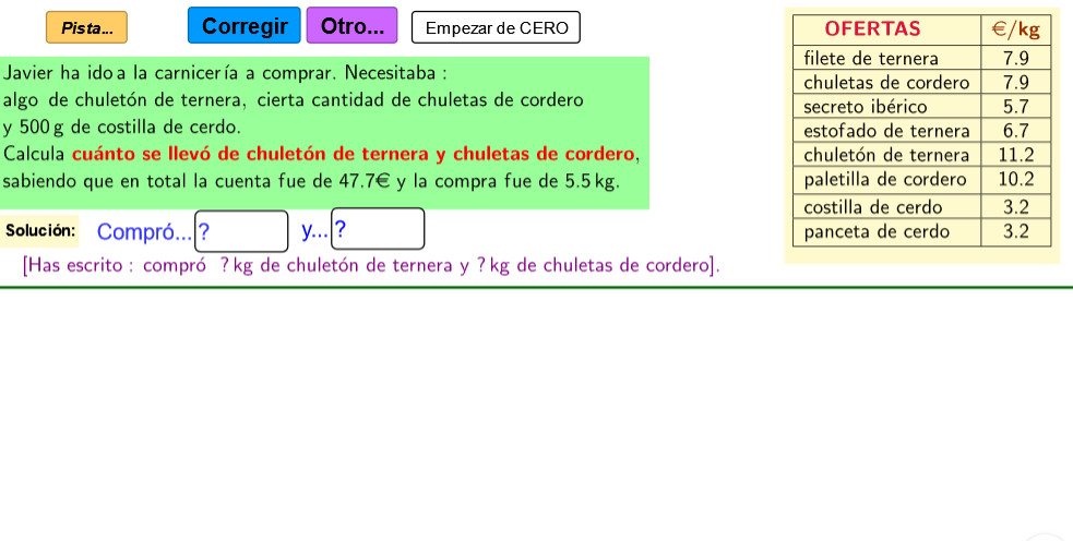 Imagen de Problemas de compras y sistemas de 2 ecuaciones. Cantidades
