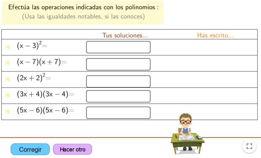 Imagen de Igualdades notables. Ejercicios