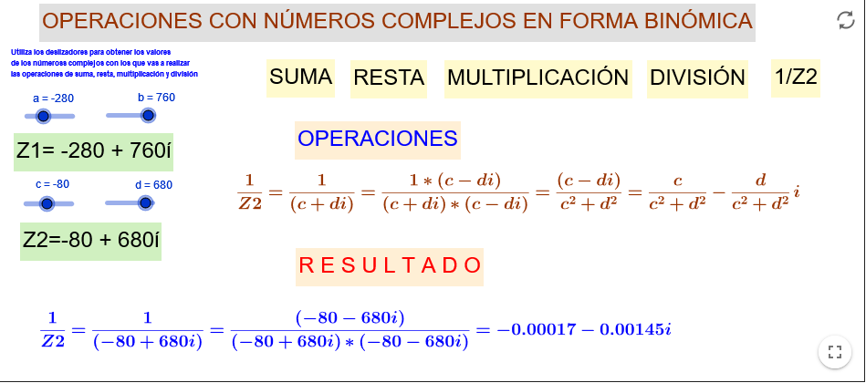 Imagen de Operaciones con números complejos en forma binómica