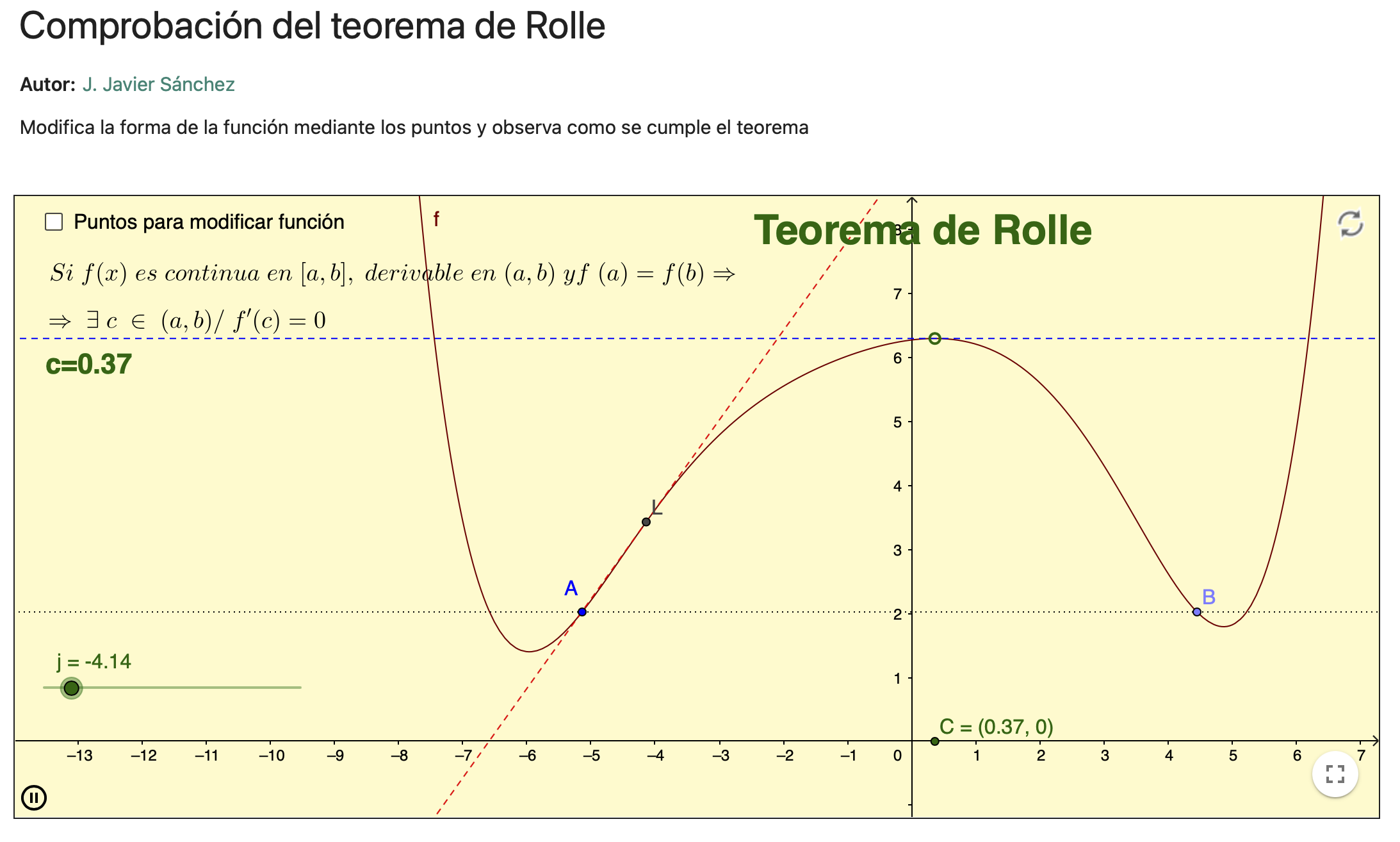 Imagen de Comprobación del Teorema de Rolle
