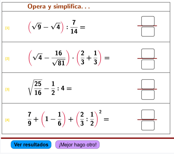 Imagen de Fracciones, raíces y potencias. Operaciones combinadas
