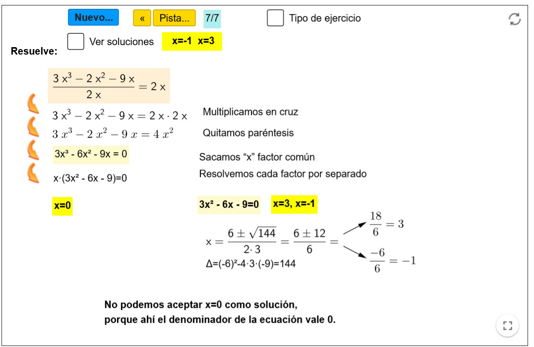 Imagen de Ecuaciones de grado tres con denominadores