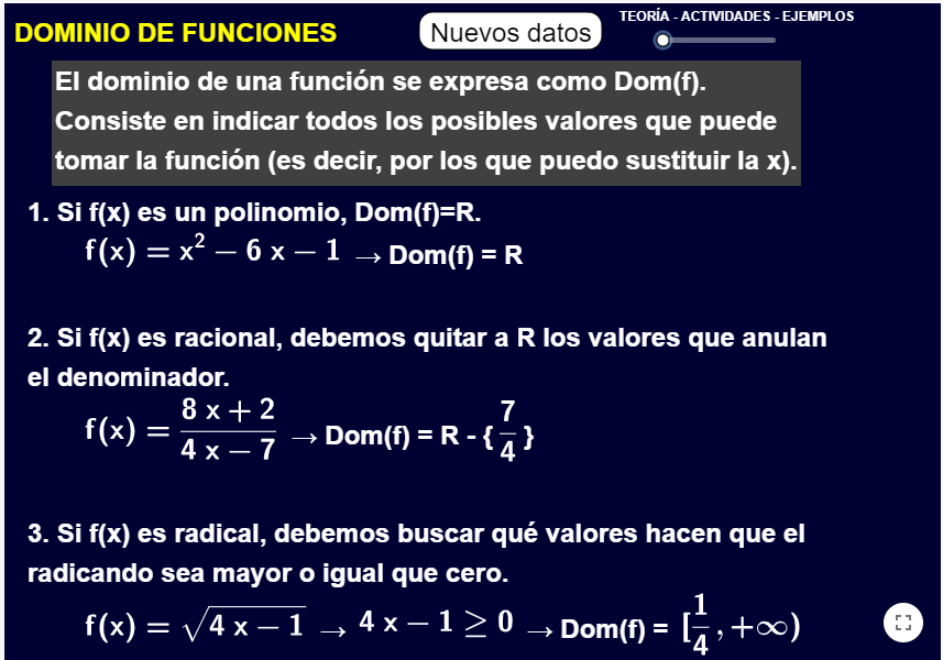 Imagen de Dominio de funciones