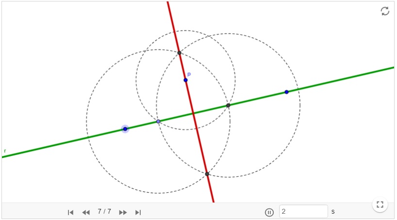 Imagen de Perpendicular a una recta por un punto con regla y compás