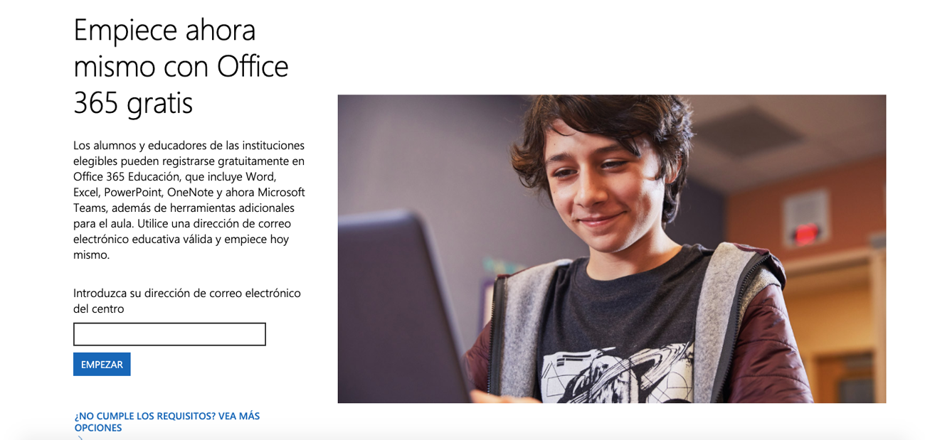Imagen 1. Descarga de Office 365 en educación