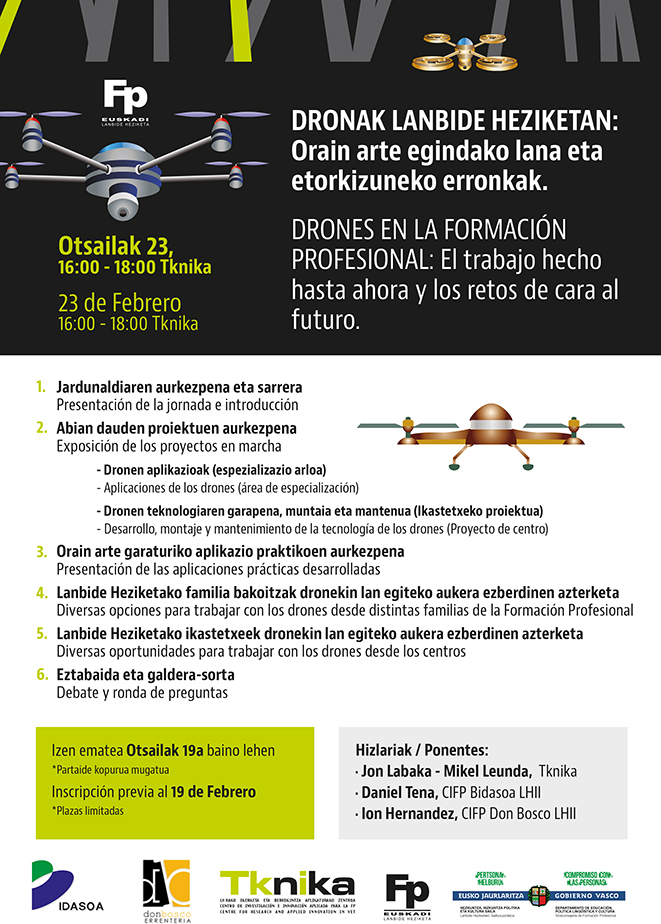 Jornada técnica de transferencia de conocimientos sobre drones organizada por Tknika