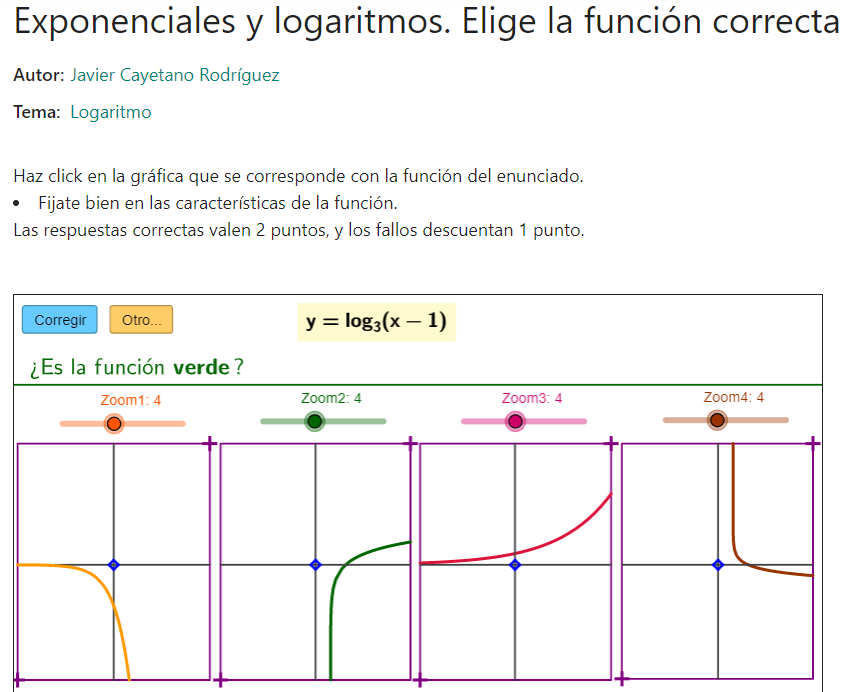 Imagen de Exponenciales y logaritmos. Elige la función correcta
