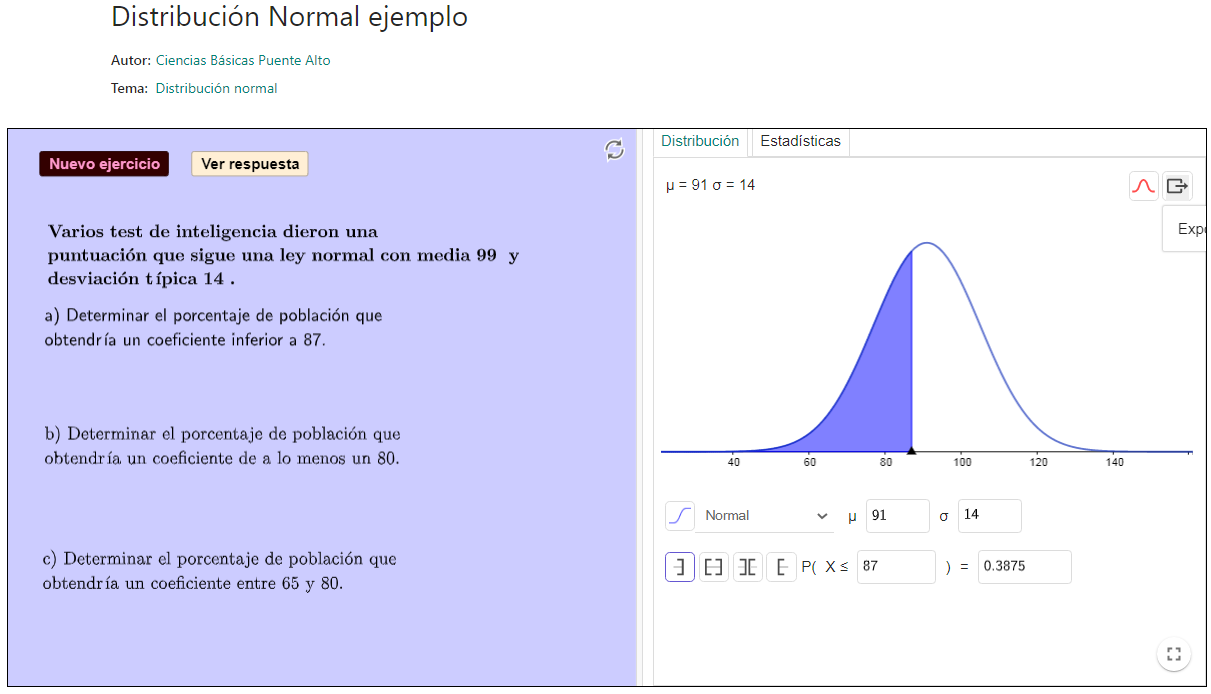 Imagen de Distribución Normal ejemplo.