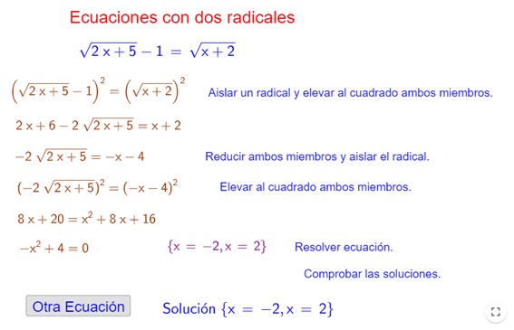 Imagen de Ecuaciones con dos radicales