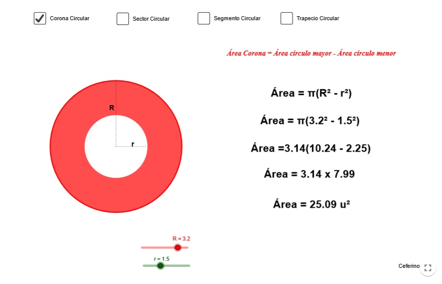 Imagen de Área de porciones circulares