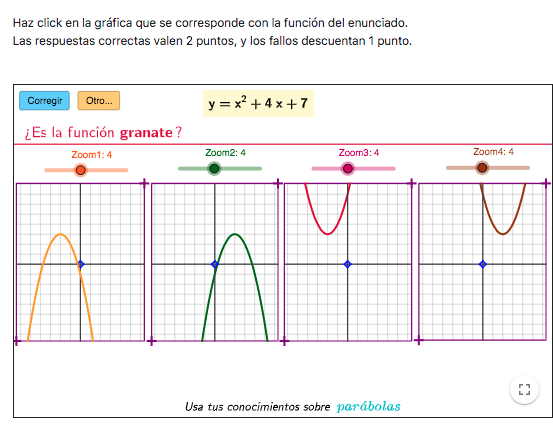 Imagen de Parábolas. Elige la función correcta.