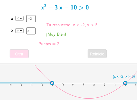 Imagen de Inecuaciones cuadráticas (autoevaluable)