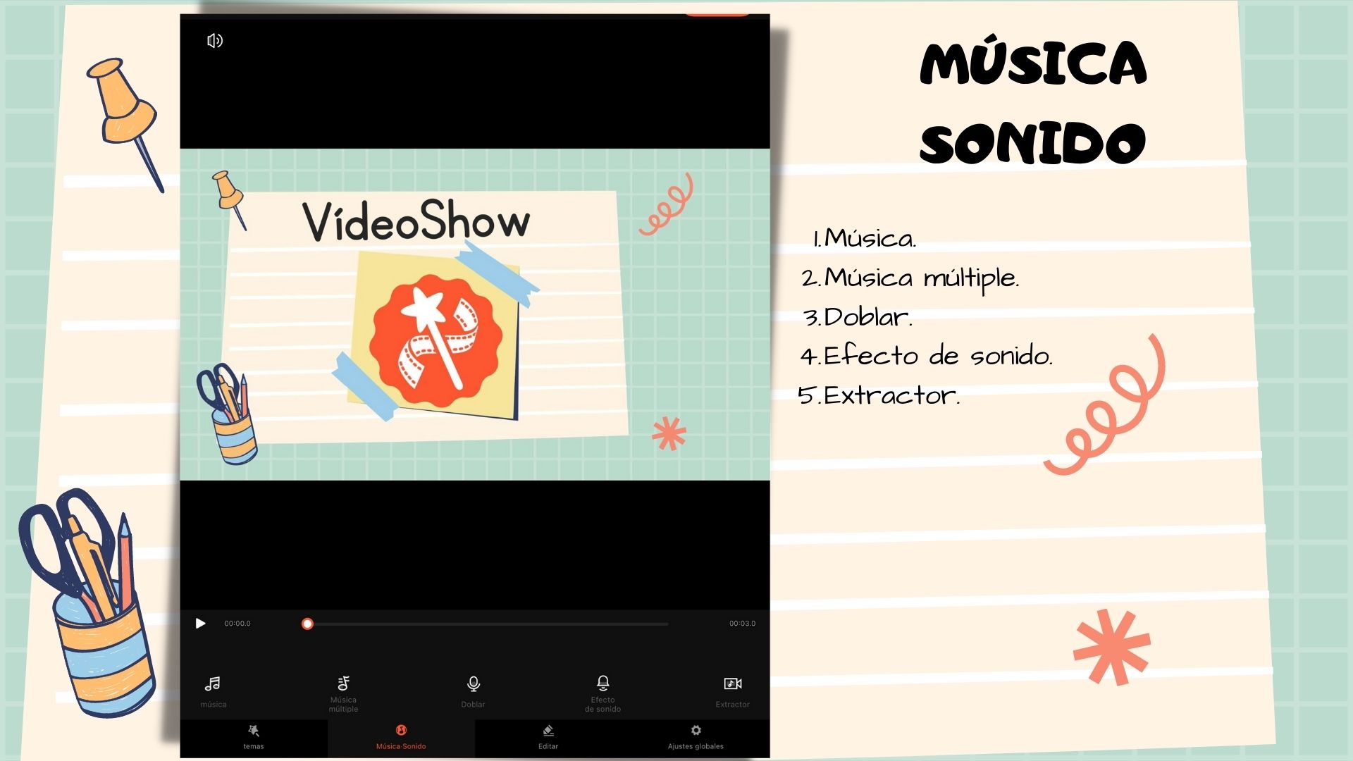 Imagen 9. Sección Música-sonido en VideoShow.