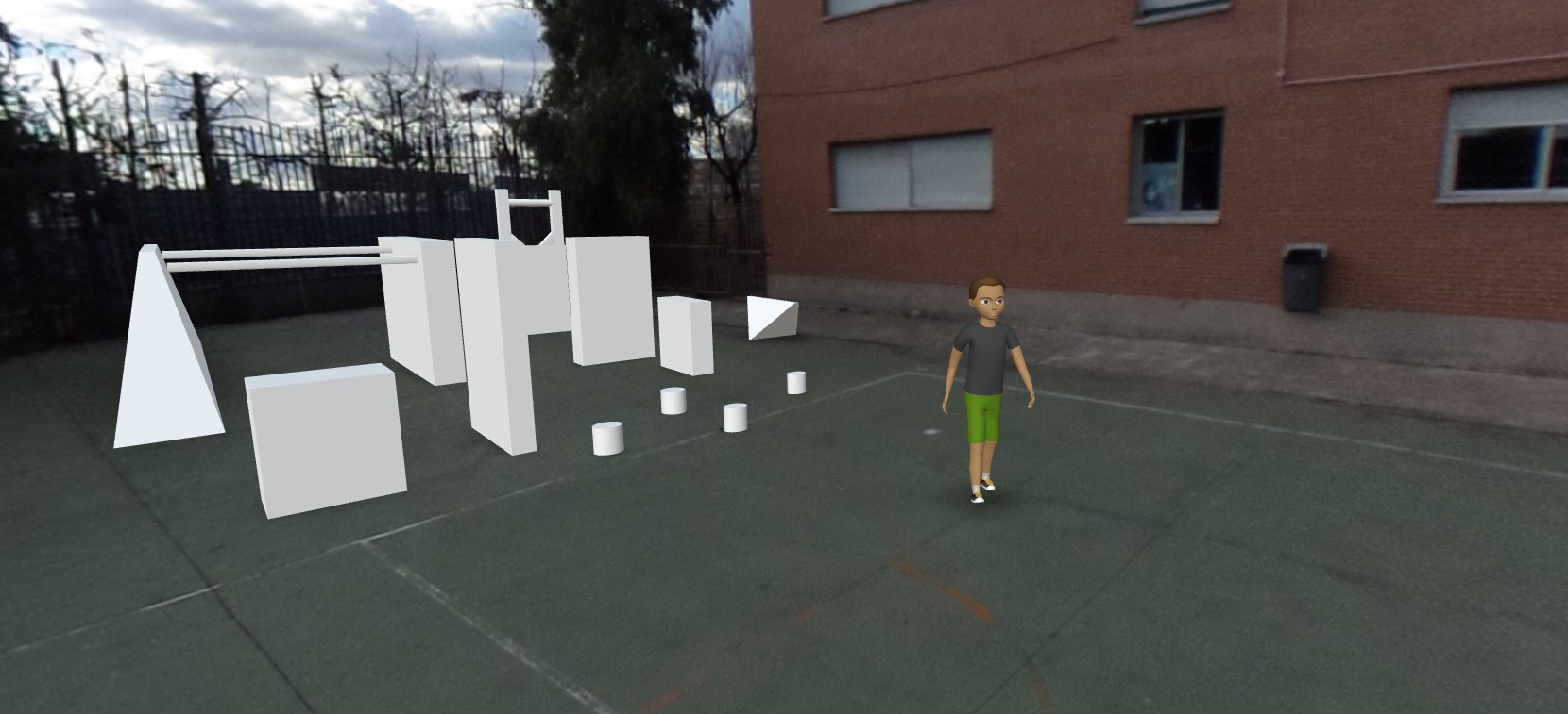 Ejemplo de diseño 3D de bloques para pista de Parkour