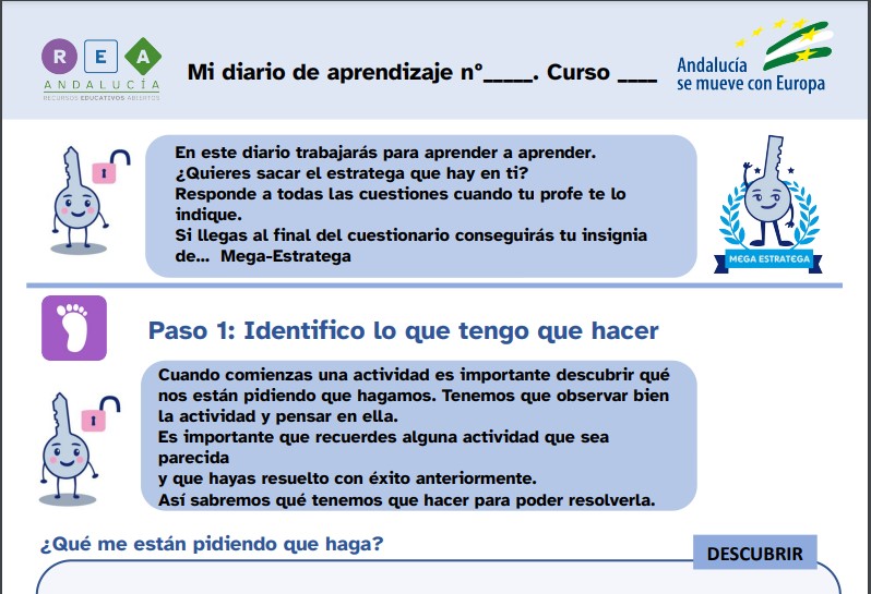 El diario de aprendizaje sirve de guía para el alumnado a lo largo del REA
