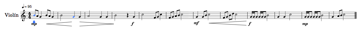 Ejemplo de composición melódica compuesta por el alumnado de 1.º ESO