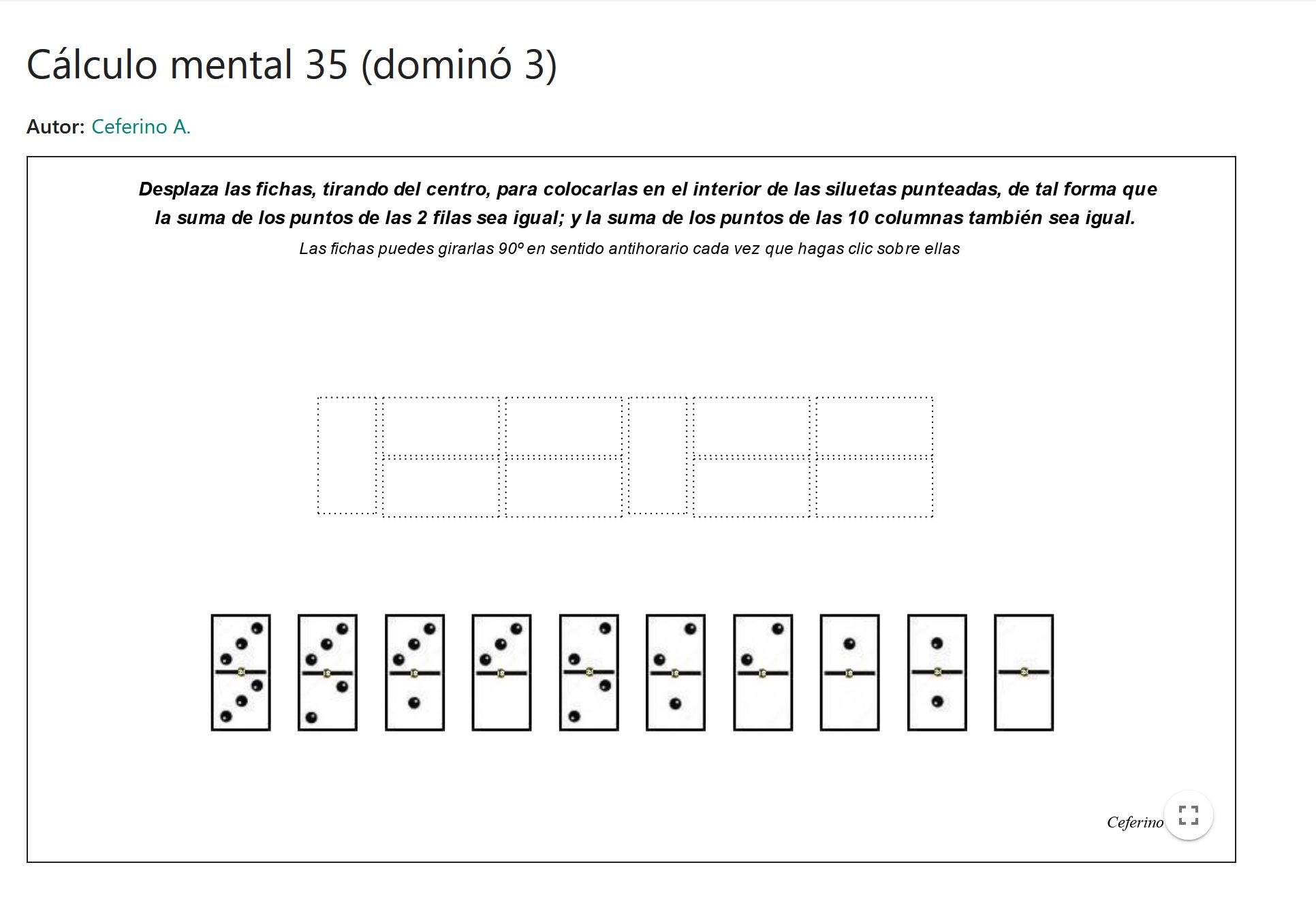 Imagen de Cálculo mental 35 (dominó 3)