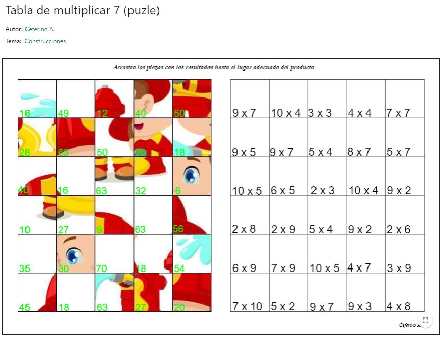 Imagen de Tabla de multiplicar 7 (puzle)