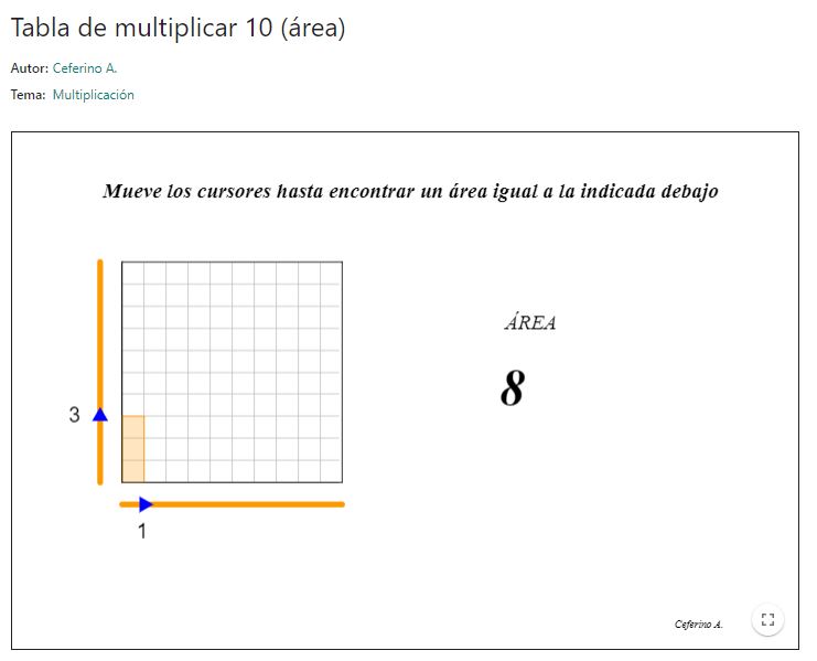 Imagen de Tabla de multiplicar 10 (área)