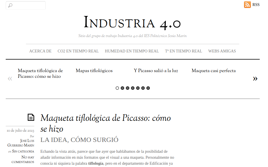 Vista de la página principal del blog del grupo de trabajo