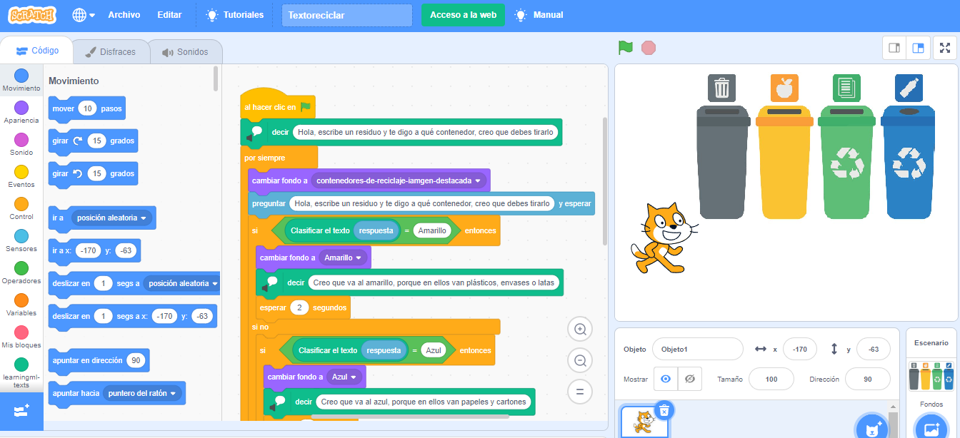 Imagen 13. Crear IA de textos con Scratch