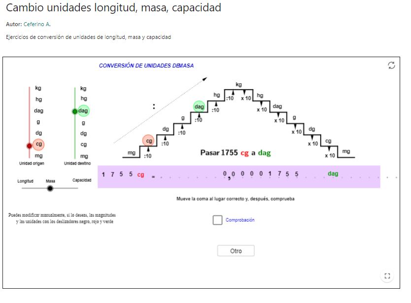 Imagen de Cambio unidades longitud, masa, capacidad