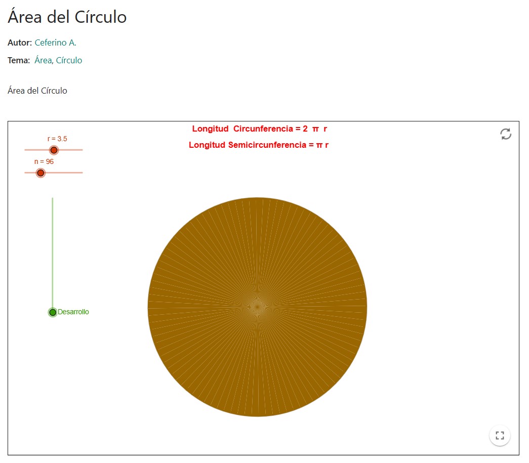 Imagen de Área del círculo