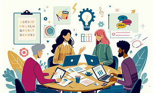 Imagen de personas trabajando en un despacho con dispositivos
