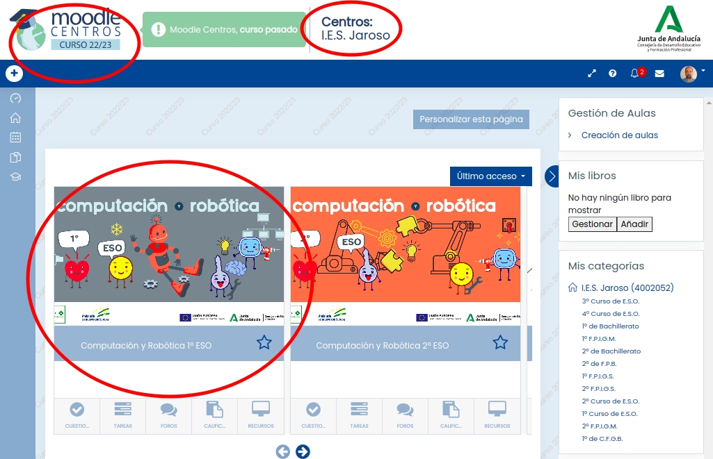 Curso Computación y Robótica en Moodle Centros IES Jaroso