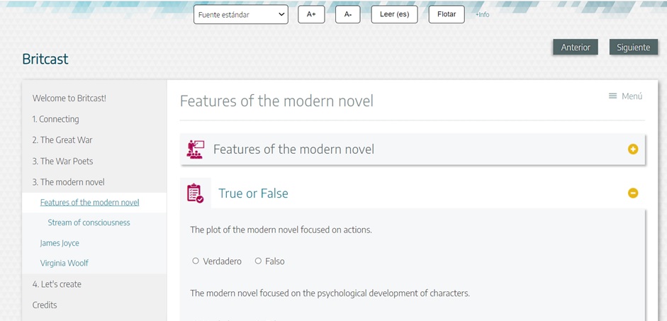 Muestra del REA diseñado con eXeLearning