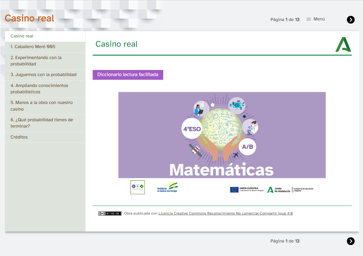 Portada del REA de la Junta de Andalucía, “Casino Real”