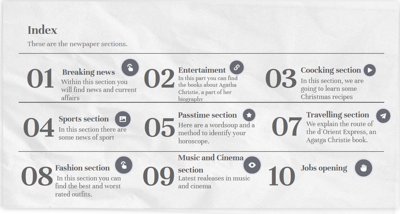 Investigaremos diferentes secciones periodísticas 