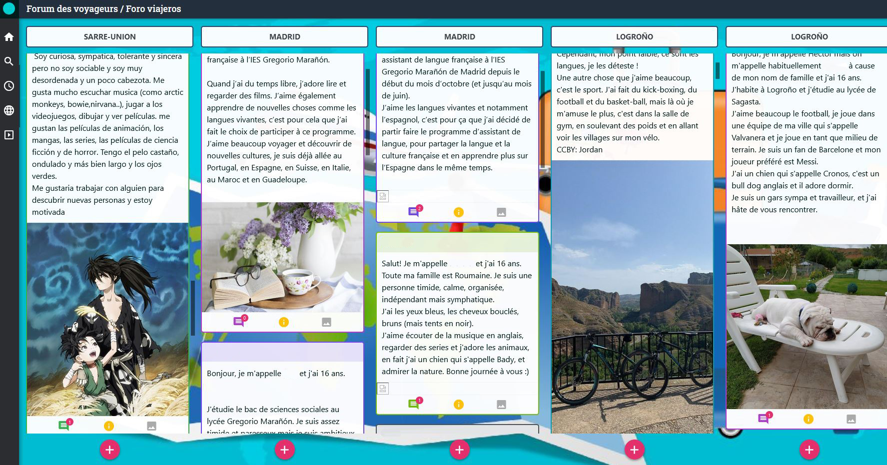 Captura de pantalla de tablero de presentación colaborativa utilizado