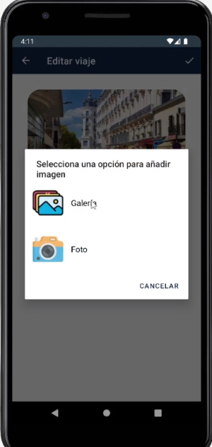 Tarea de selección de imágenes de la galería de fotos o de la cámara del dispositivo