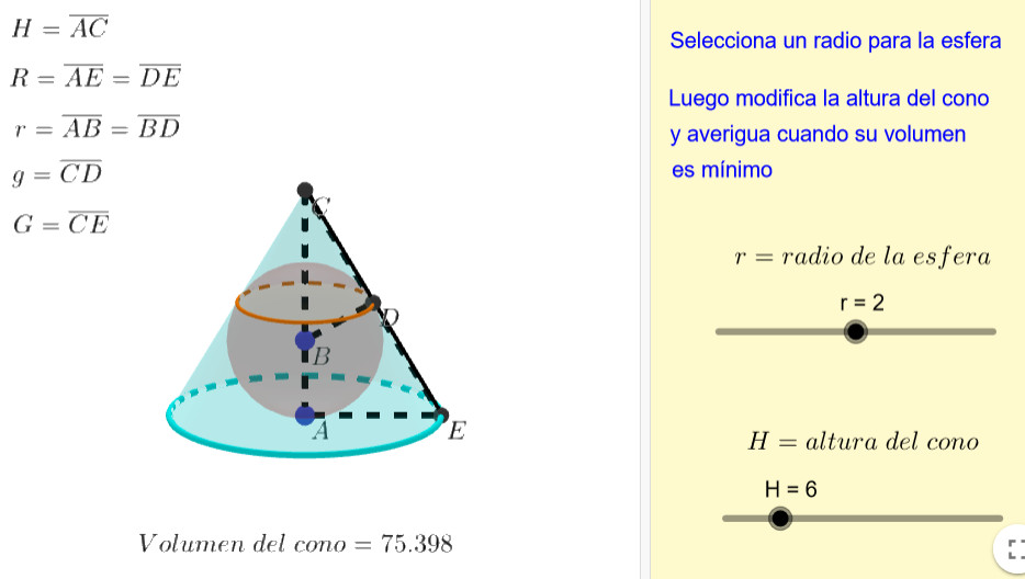 Imagen de Volumen de un cono circunscrito a una esfera