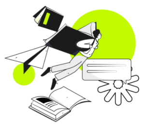 Ilustración estudiante con libros